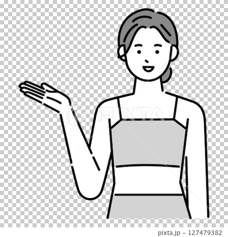 A woman wearing yoga wear giving instructions 127479382