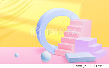 Pastel stair podium display 127479438