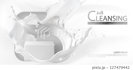Milk cleansing splash podium banner 127479442