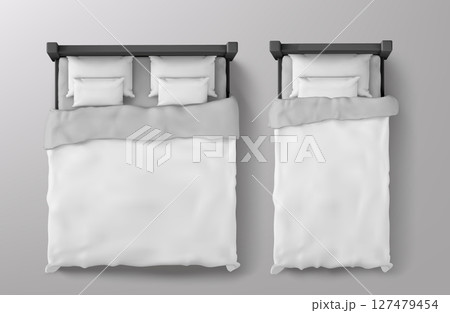 Modern bed top view 127479454