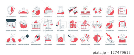 government collapse series graphics, security breaches protests crumbling institutions economic downturns, ballot box treasury ministry 127479612