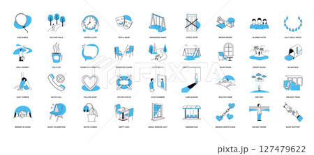 visual metaphors loneliness social isolation isolated figures empty spaces broken connections 127479622