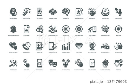 icons social media addiction psychological impact 127479698
