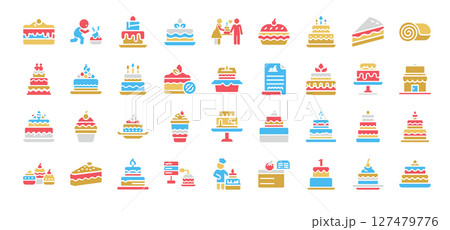 cake party elements collection flat icons, Layered Symbol Decoration Sign cake party elements collection flat icons, Layered Symbol Decoration Sign 127479776