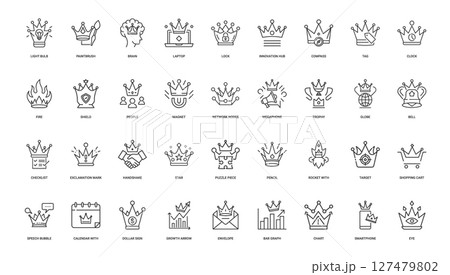 crown creatively integrated symbols collection unique icons 127479802