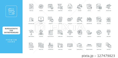 bureaucratic hurdles faced by entrepreneurs small businesses collection icons 127479823