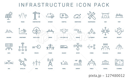 set infrastructure icons essential facilities...のイラスト素材 [127480012] - PIXTA