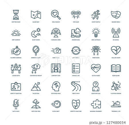 lacking purpose direction life alluding existential themes icons concepts 127480034
