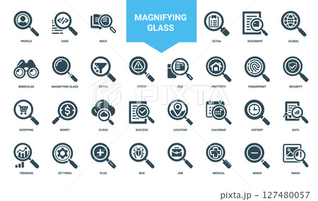 magnifying glass icons collection 127480057