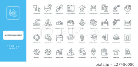 collection linear icons micromanagement lack autonomy workplace 127480080