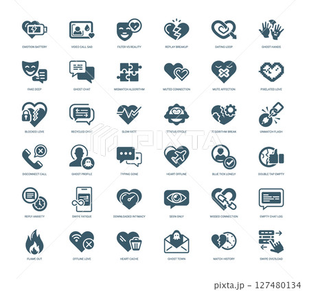 relationship breakdowns digital age collection icons 127480134