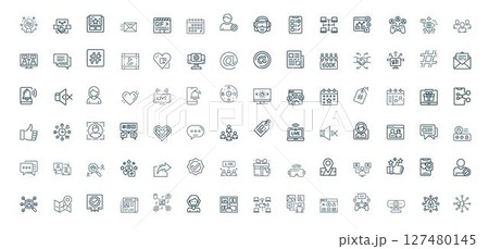 Social media online communication line icon set, Content Analytics Promotion Growth 127480145