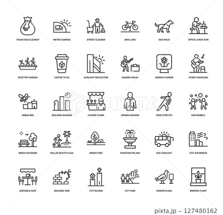 collection urban icons spring city elements cleanup activities, Violin Subway Busker Flower 127480162