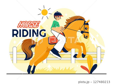 Horse Riding Vector Illustration Featuring...のイラスト素材 [127480213] - PIXTA