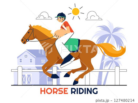 Horse Riding Vector Illustration Featuring...のイラスト素材 [127480214] - PIXTA