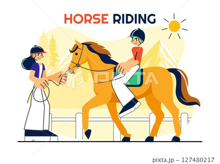 Horse Riding Vector Illustration Featuring...のイラスト素材 [127480217] - PIXTA