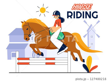 Horse Riding Vector Illustration Featuring...のイラスト素材 [127480218] - PIXTA