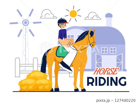 Horse Riding Vector Illustration Featuring...のイラスト素材 [127480220] - PIXTA