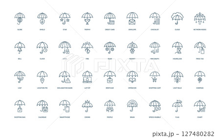 collection umbrella icons symbols concepts themes 127480282