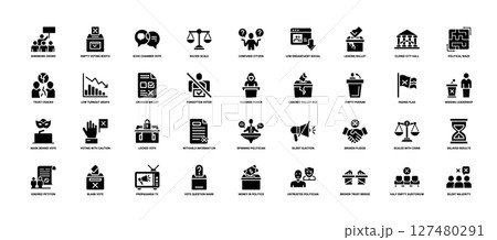 collection icons voter apathy distrust within political system 127480291