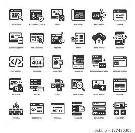 collection web development icons, website creation maintenance 127480303