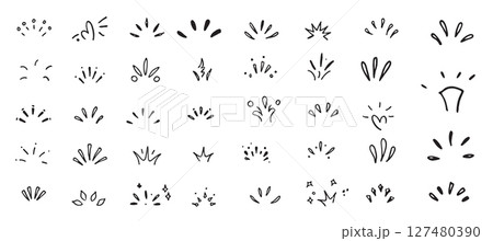 set hand drawn doodle confetti explosion burst ray shine, magic joy circus celebration 127480390