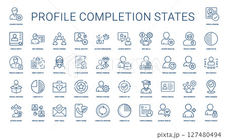 profile completion states line icon set 127480494