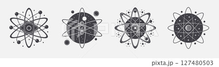 set quantum physics template design, orbit molecule particle 127480503