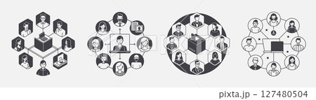 set remote work distributed team design, hire internet group human 127480504