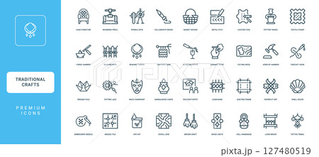 traditional crafts artistic techniques collection linear icons 127480519