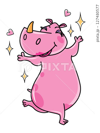 Joyful Cartoon Rhino Character Joyful Cartoon Rhino Character 127480577