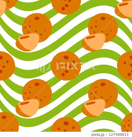 Seamless Cartoon Orange Fruit Pattern 127480611