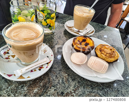 Typical portuguese egg yolk sweets called Ovos Moles de Aveiro in Aveiro, Portugal 127480808