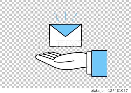 メッセージの入った封筒とビジネスマンの手 メッセージの入った封筒とビジネスマンの手 127481027