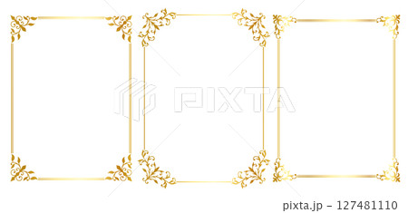 Set of golden vintage frames in floral style Set of golden vintage frames in floral style 127481110