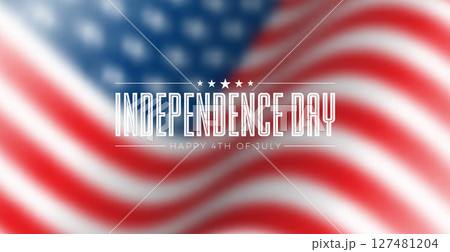 Fourth of July Independence Day of the USA Vector Banner Illustration with Typography Letter and Star Symbol on Blurred American Flag Background. 4th of July National Celebration Design for Banner Fourth of July Independence Day of the USA Vector Banner Illustration with Typography Letter and Star Symbol on Blurred American Flag Background. 4th of July National Celebration Design for Banner 127481204