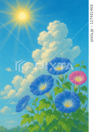 太陽に向かって咲く朝顔 127481468