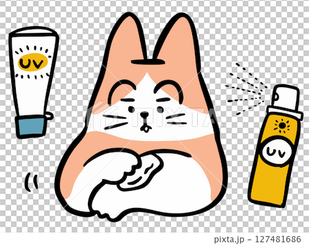 日焼け止めを塗るねこ 127481686