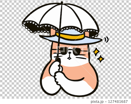 Cat holding a parasol 127481687
