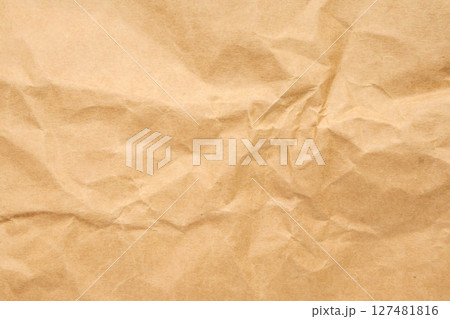 Abstract crumpled and creased recycle brown paper texture background 127481816