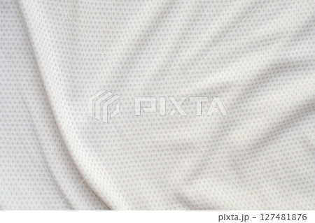White sports clothing fabric football shirt jersey texture abstract background 127481876