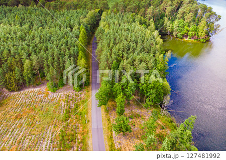 Lake in Tuchola Forests, Poland. Aerial view Lake in Tuchola Forests, Poland. Aerial view 127481992