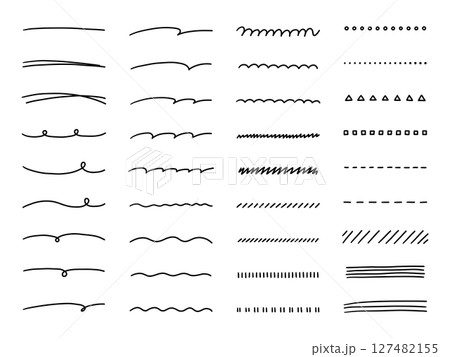 手書き風の線のベクターイラストセット。手描き、飾り、落書き 127482155