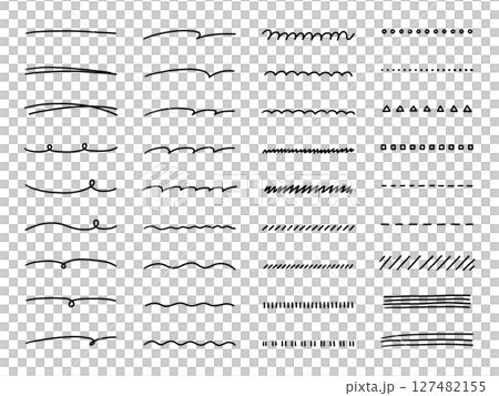 手寫線條向量插圖集。手繪、裝飾、塗鴉 手寫線條向量插圖集。手繪、裝飾、塗鴉 127482155