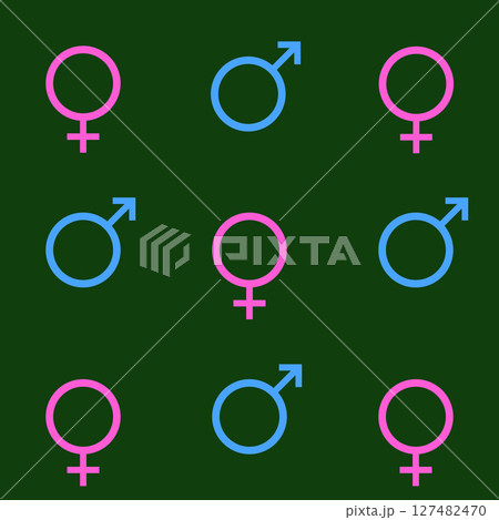 LGBT seamless pattern of male and female simbols. Mars and Venus icons. 127482470