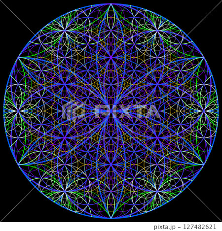 Abstract kaleidoscope background. Beautiful kaleidoscope seamless pattern. 127482621