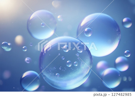 球体の液体の中に気泡 複雑に成分イメージ 青 球体の液体の中に気泡 複雑に成分イメージ 青 127482985