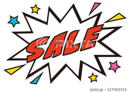 アメコミ風のデザインのセールの文字イラスト アメコミ風のデザインのセールの文字イラスト 127483315