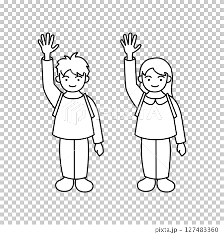 手をあげる子ども_ベクターイラスト 127483360