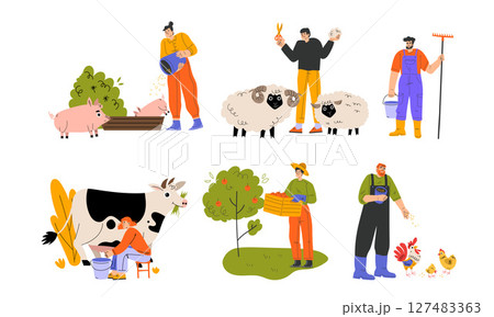Farm Life Engaging Illustrations Depicting Daily Activities That Take Place on the Farm 127483363